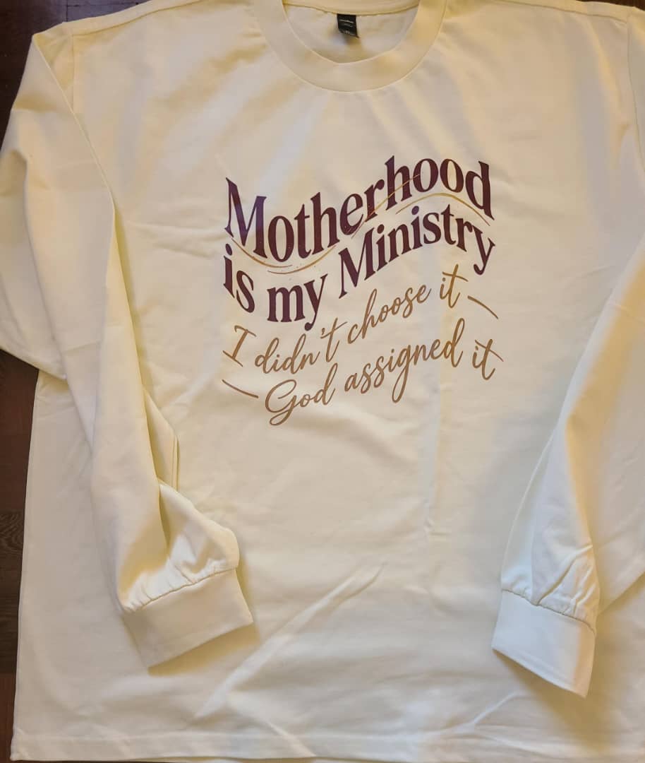Motherhood Is My Ministry Tee – Christian Mom Faith Streetwear – Sister Style diaspora African heritage