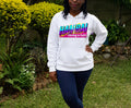 Woman wearing Hambai Moving in Faith hoodie by Sister Style — Shona Christian faith streetwear Zimbabwe African heritage