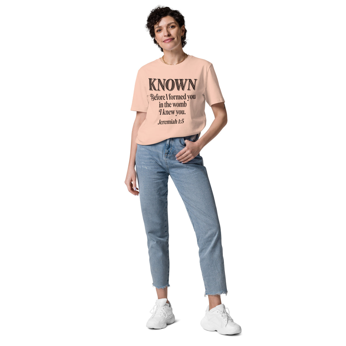 Product mockupKnown Jeremiah 1:5 Premium T-Shirt Christian Faith Streetwear – African Heritage – Sister Style
