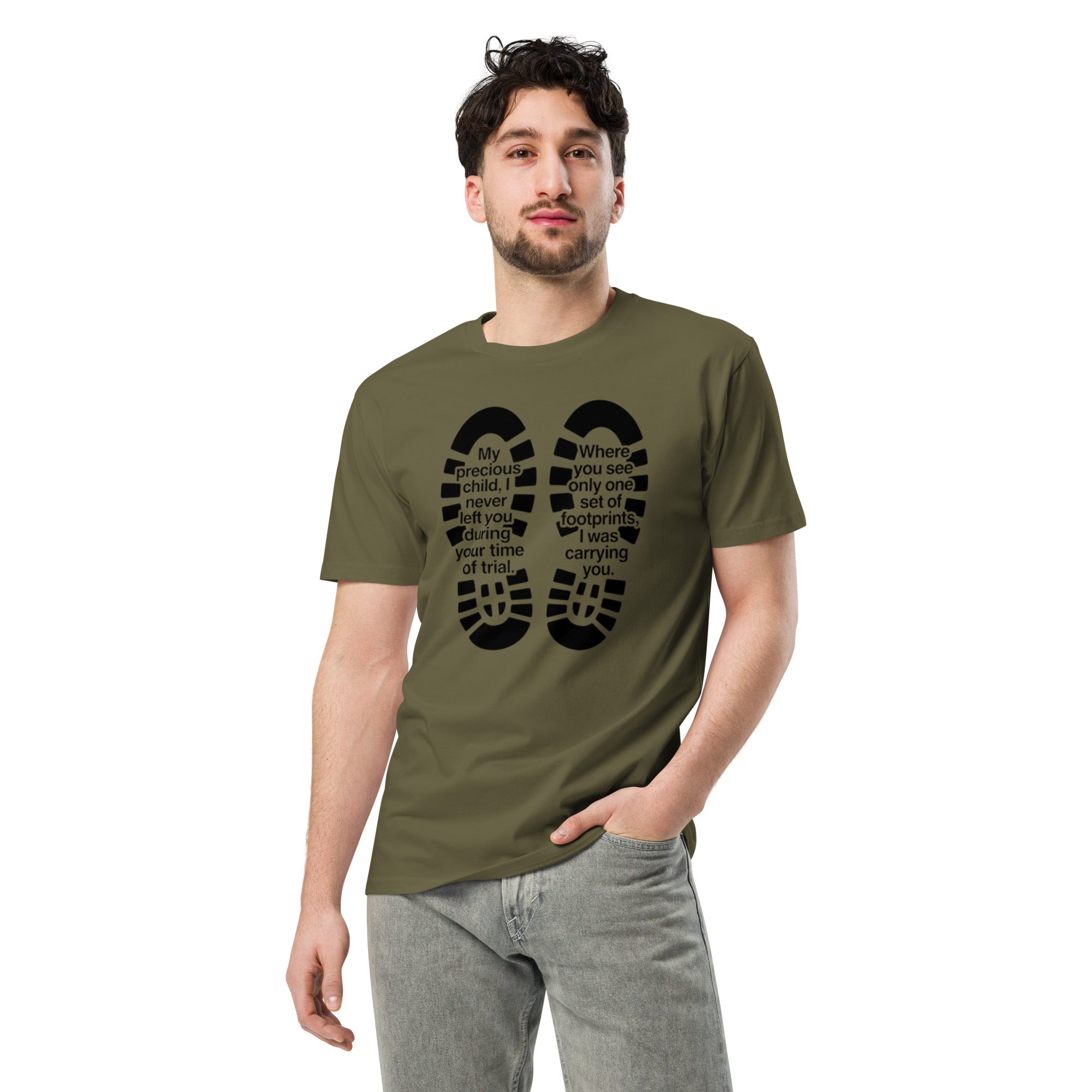 `Footprints My Precious Child Tee – Christian Faith Streetwear – Sister Style African heritage unisex tee
