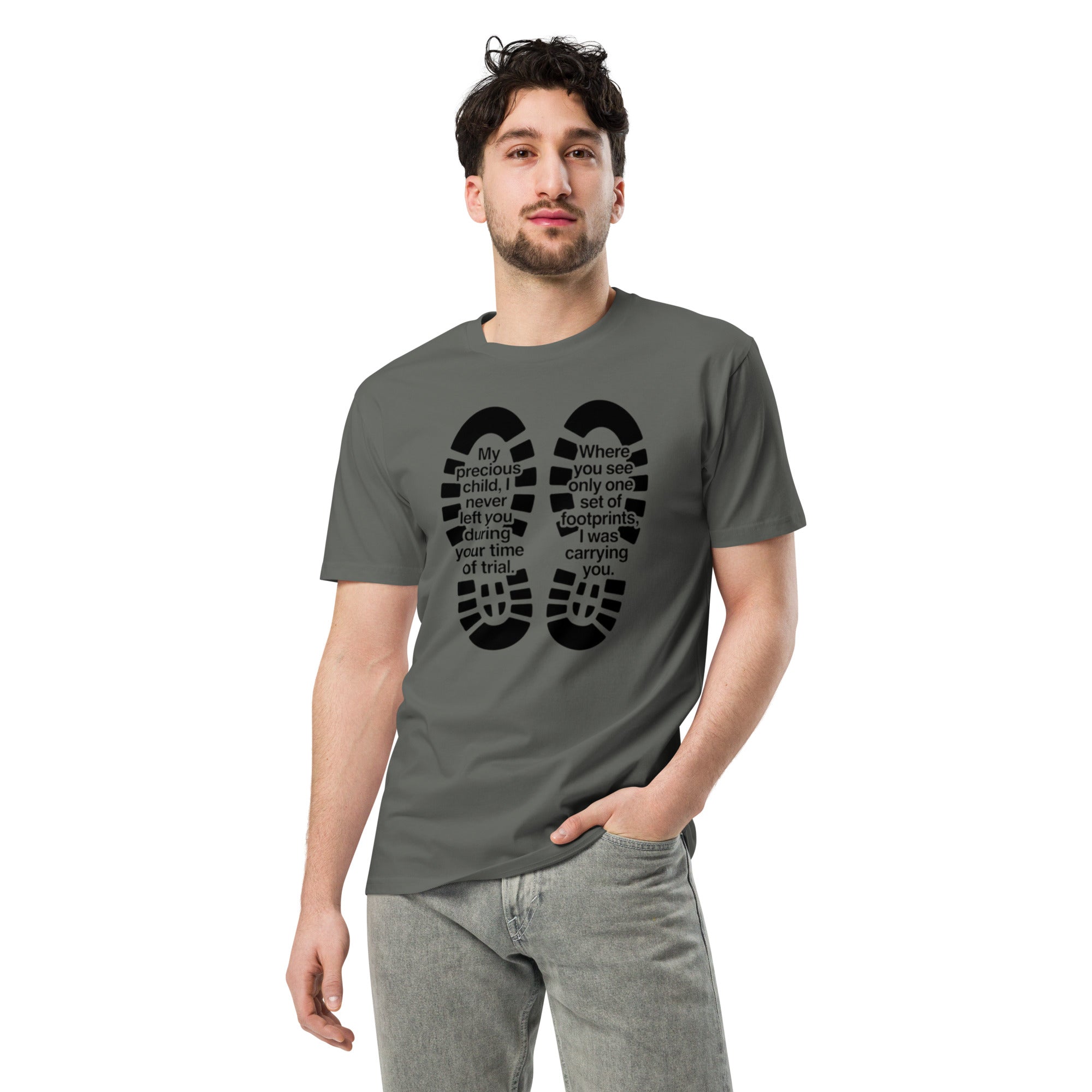 `Footprints My Precious Child Tee – Christian Faith Streetwear – Sister Style African heritage unisex tee