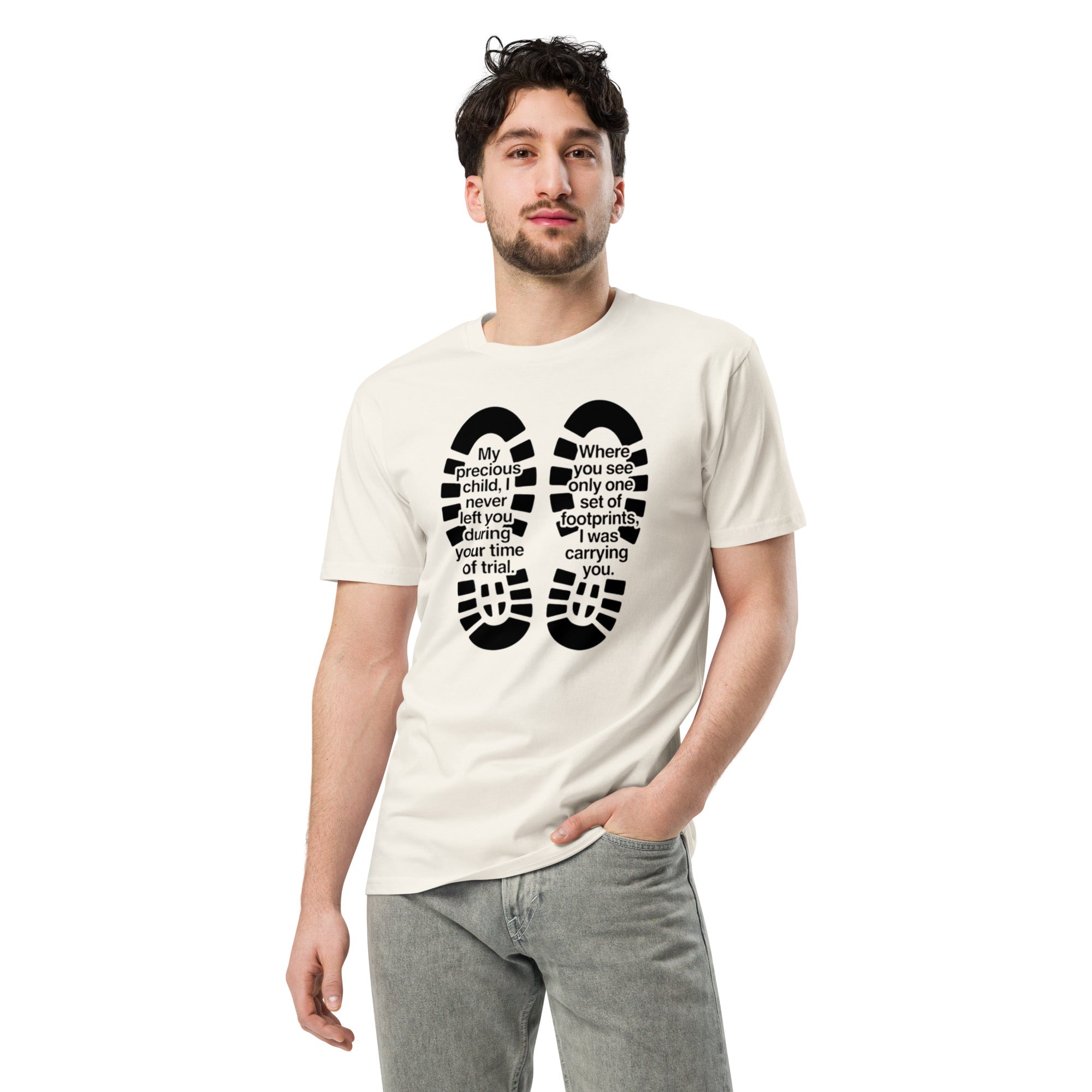 `Footprints My Precious Child Tee – Christian Faith Streetwear – Sister Style African heritage unisex tee