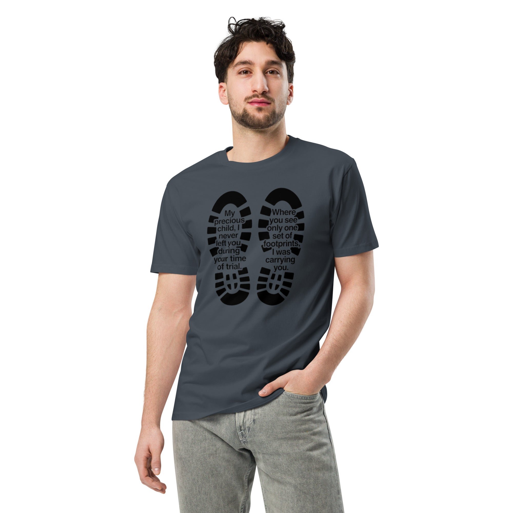 `Footprints My Precious Child Tee – Christian Faith Streetwear – Sister Style African heritage unisex tee